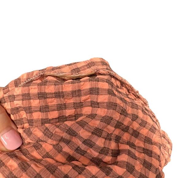 Scotch & Soda Smocked Seersucker Plaid Midi Dress Coral Pink‎ Size XL - Picture 15 of 15